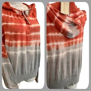 VINTAGE HAVANA Oversized Pullover Hoodie Sweater tie dye gray orange size S M L